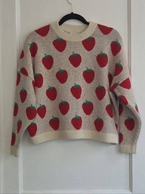 Lisa Says Gah Sweaters - Lisa Says Gah Ella Strawberry Sweater M/L Boxy Cropped Knit